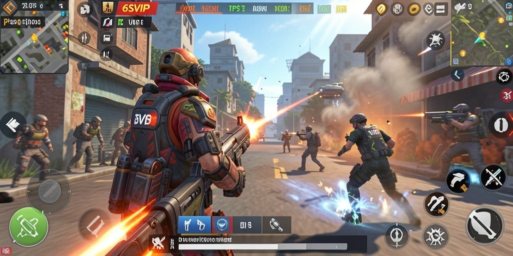 Screenshot gameplay TPS dari 6SVIP yang penuh aksi.