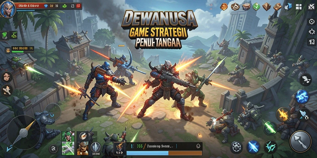 Gameplay DEWANUSA yang strategis dan penuh aksi.