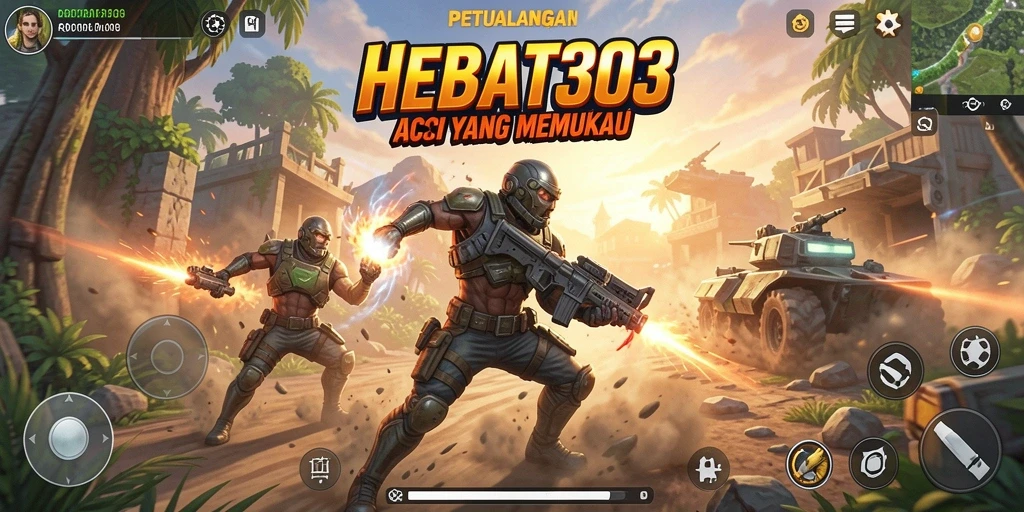 Tampilan gameplay menegangkan HEBAT303 dengan karakter yang beraksi.