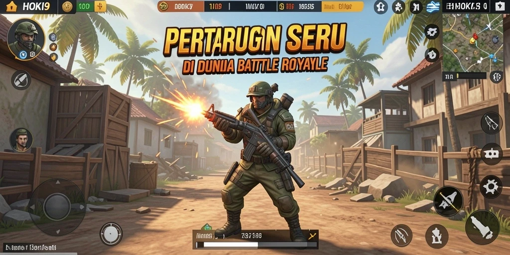 Screenshot HOKI9 menampilkan aksi mendebarkan di arena Battle Royale.