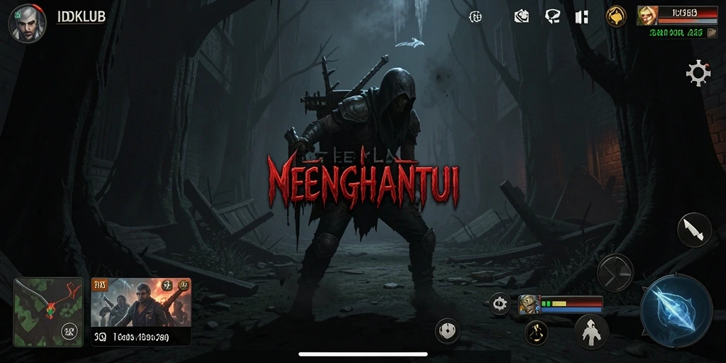 Tampilan menyeramkan dari gameplay IDKLUB yang mencekam.