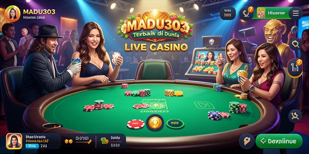 Screenshot gameplay Live Casino MADU303 yang mendebarkan dan interaktif.