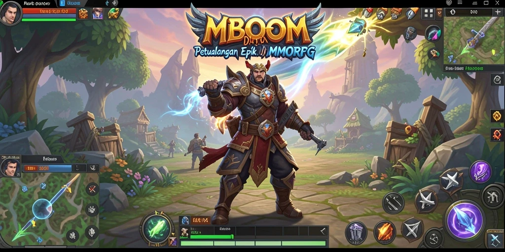 Screenshot MBOOM menampilkan momen epik dalam pertempuran MMORPG.