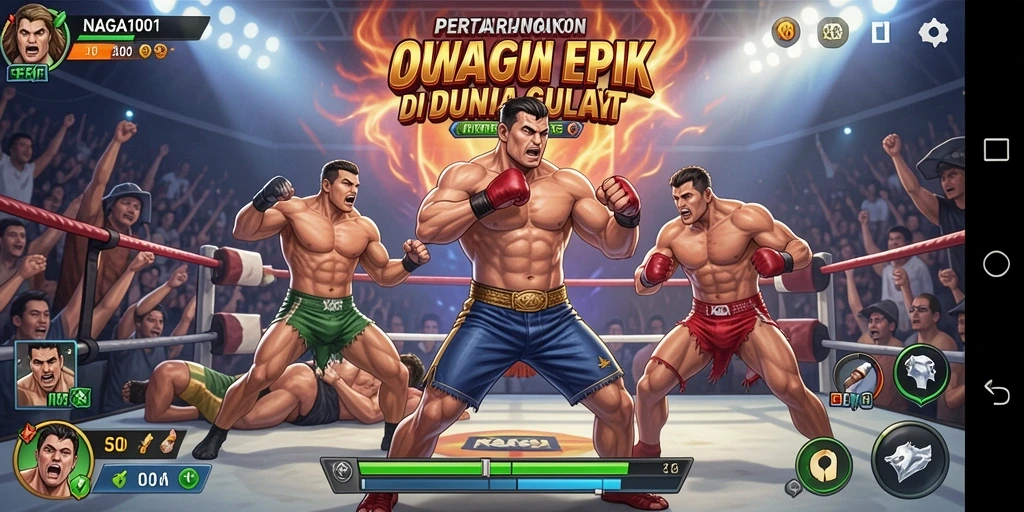 Tangkapan layar NAGA1001 menampilkan aksi pertarungan seru di arena.