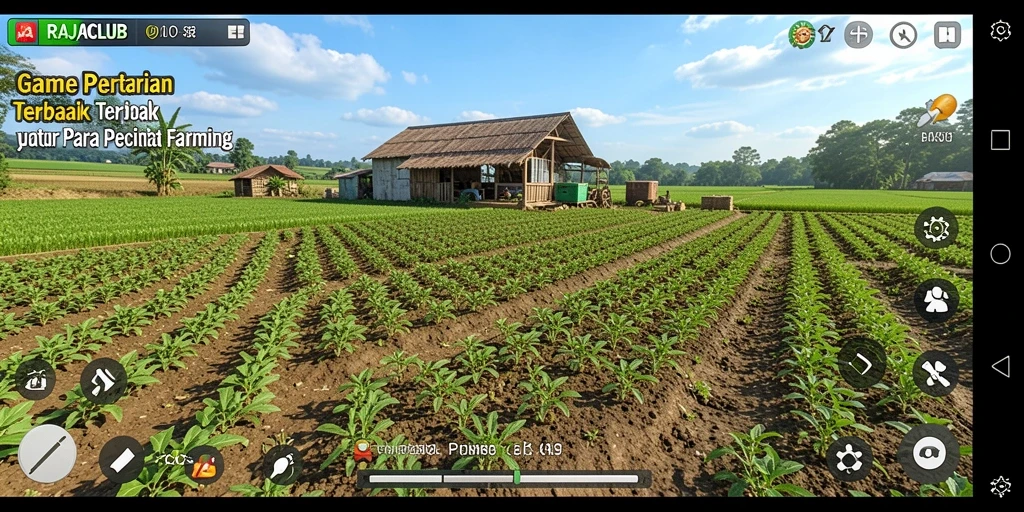 Tangkapan layar dari gameplay RAJACLUB yang menunjukkan aktivitas bertani.