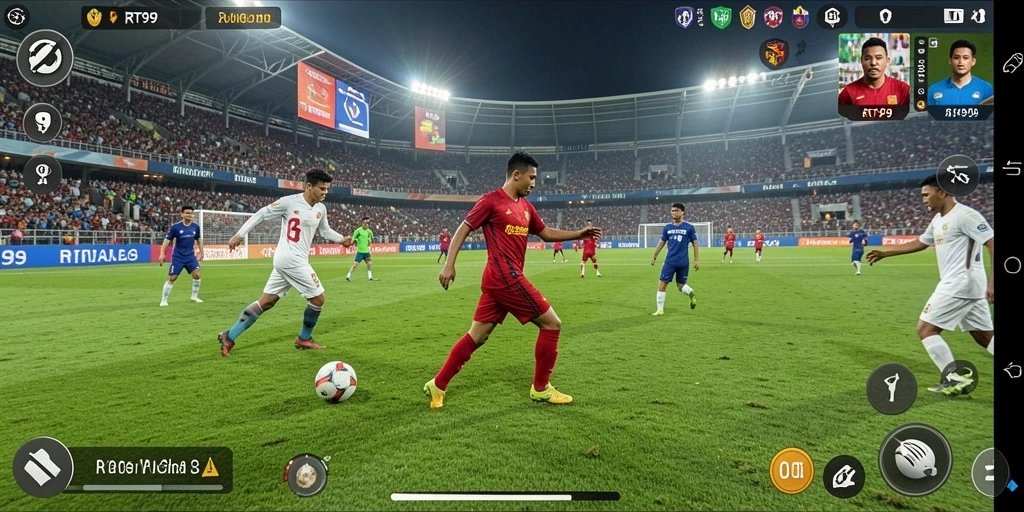 Tampak seru dan realistis dalam permainan sepak bola.