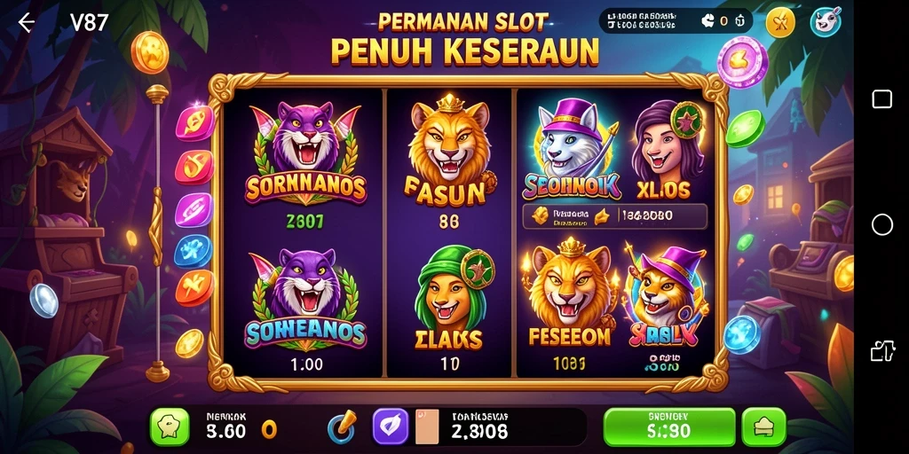 Tampilan menarik dan seru dari gameplay Slot V87.