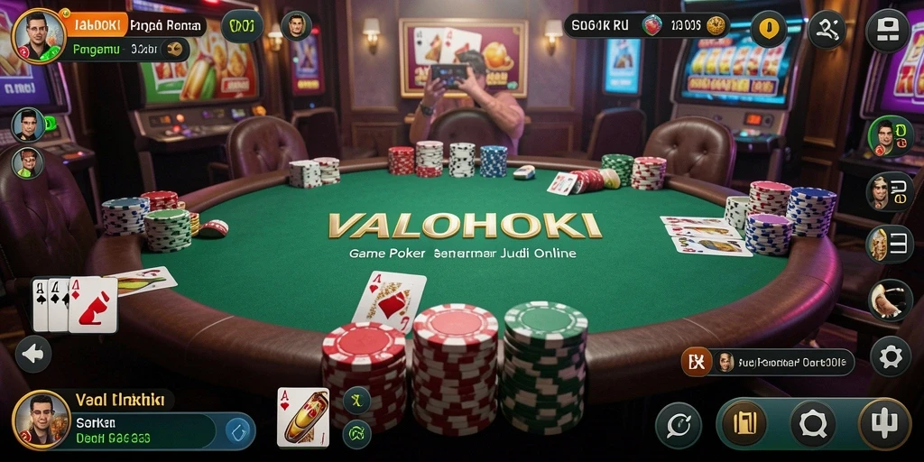 Screenshot gameplay Poker VALOHOKI yang menampilkan antarmuka menarik.